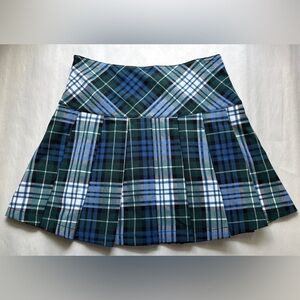 Pleated Skater Mini Skirt Size 0 Blue and Green Plaid    SKU 7